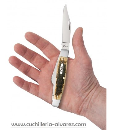 Navaja CASE STOCKMAN Peach Seed Jig Large Amber Bone  Chrome Vanadium