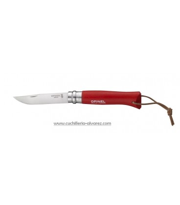Navaja Opinel N° 08 Aventurero Rojo + Funda de cuero