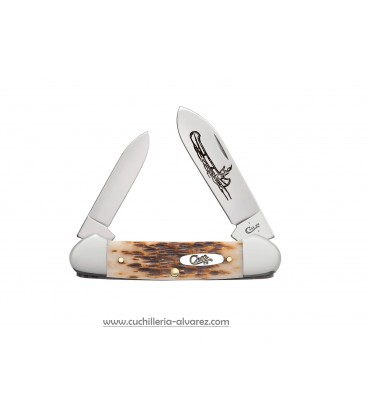 Navaja CASE Amber Bone Peach Seed Jig Canoe CA00263