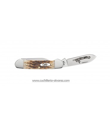 Navaja CASE Amber Bone Peach Seed Jig Canoe CA00263