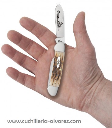 Navaja CASE Amber Bone Peach Seed Jig Canoe CA00263