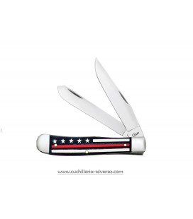 Navaja CASE Stripes of Service™ Smooth Black Bone with Red Color Inlay Trapper CA07310