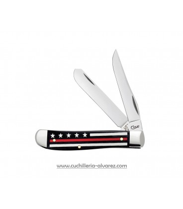 Navaja CASE Stripes of Service™ Smooth Black Bone with Red Color Inlay Mini Trapper CA07311