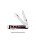 Navaja CASE Stripes of Service™ Smooth Black Bone with Red Color Inlay Mini Trapper CA07311