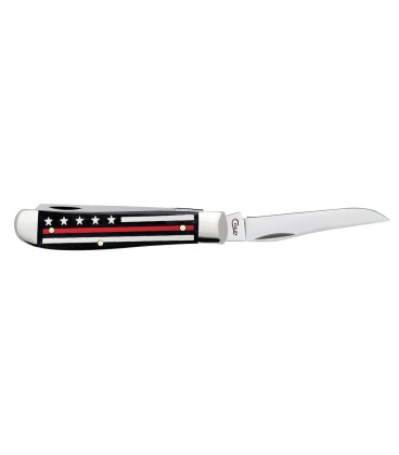 Navaja CASE Stripes of Service™ Smooth Black Bone with Red Color Inlay Mini Trapper CA07311