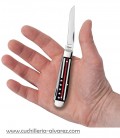 Navaja CASE Stripes of Service™ Smooth Black Bone with Red Color Inlay Mini Trapper CA07311