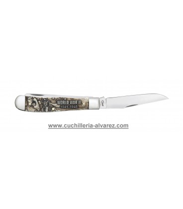 Navaja CASE TRAPPER War Series Embellished Smooth Natural Bone WWII CA22030