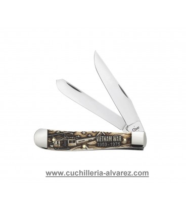 Navaja CASE TRAPPER War Series Embellished Smooth Natural Bone Vietnam CA22032