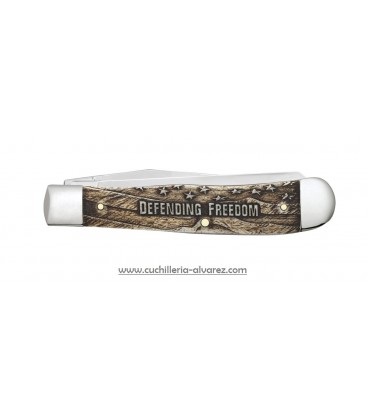 Navaja CASE TRAPPER War Series Embellished Smooth Natural Bone Iraqi Freedom CA22034