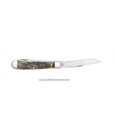Navaja CASE TRAPPER War Series Embellished Smooth Natural Bone Iraqi Freedom CA22034