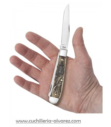 Navaja CASE TRAPPER War Series Embellished Smooth Natural Bone Iraqi Freedom CA22034
