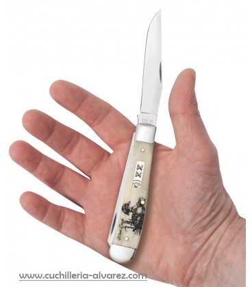 Navaja CASE TRAPPER Sportsman Series Embellished Smooth Natural Bone Wood Duck