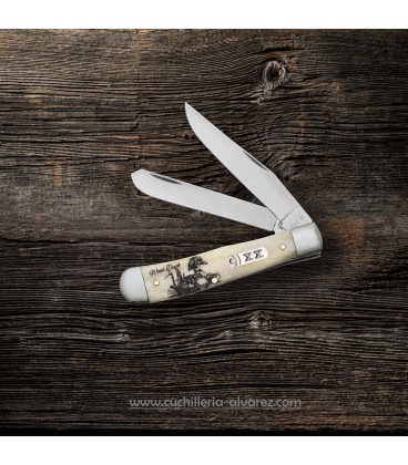 Navaja CASE TRAPPER Sportsman Series Embellished Smooth Natural Bone Wood Duck