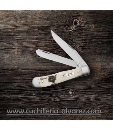 Navaja CASE TRAPPER Sportsman Series Embellished Smooth Natural Bone Turkey