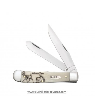 Navaja CASE TRAPPER Sportsman Series Embellished Smooth Natural Bone Whitetail Deer