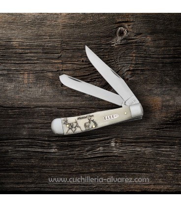 Navaja CASE TRAPPER Sportsman Series Embellished Smooth Natural Bone Whitetail Deer