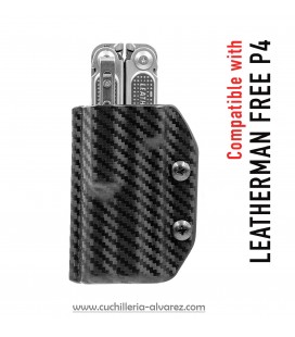 Funda KYDEX LEATHERMAN FREE P4 CON PATRÓN DE FIBRA DE CARBONO NEGRO