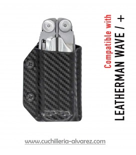 Funda KYDEX LEATHERMAN WAVE + CON PATRÓN DE FIBRA DE CARBONO NEGRO