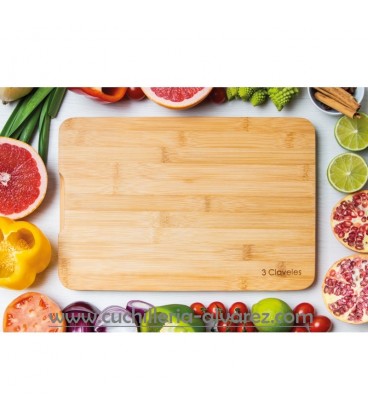 Tabla de corte 3 CLAVELES Bambú 40 x 30 x 2 cm