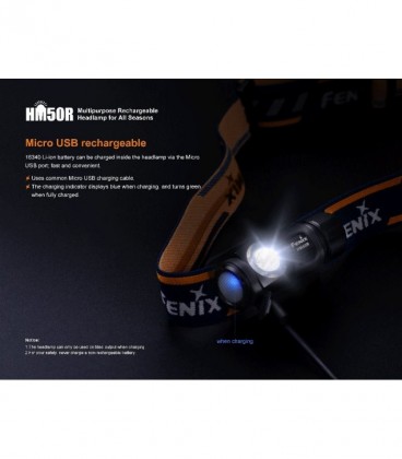 Frontal Fénix HM50R 500 Lúmenes recargable