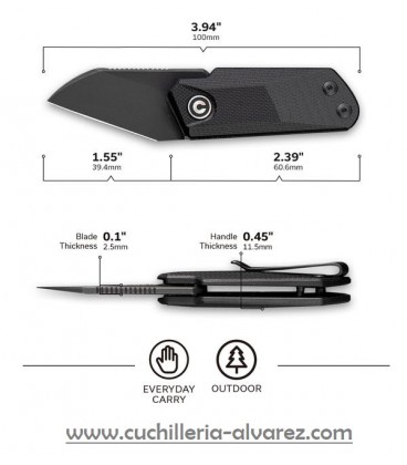 CIVIVI Ki-V Slip Joint Black G10 CIVC2108A