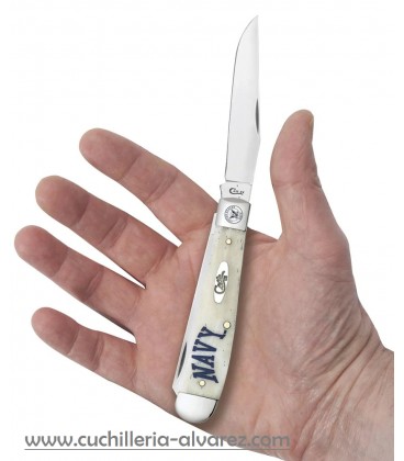 Navaja CASE TRAPPER U.S. Navy Embellished Smooth Natural Bone