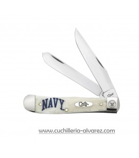 Navaja CASE TRAPPER U.S. Navy Embellished Smooth Natural Bone