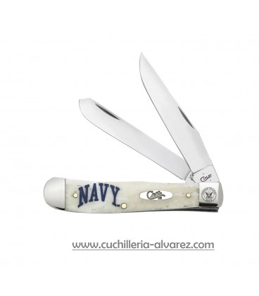 Navaja CASE TRAPPER U.S. Navy Embellished Smooth Natural Bone