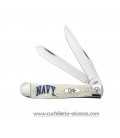 Navaja CASE TRAPPER U.S. Navy Embellished Smooth Natural Bone