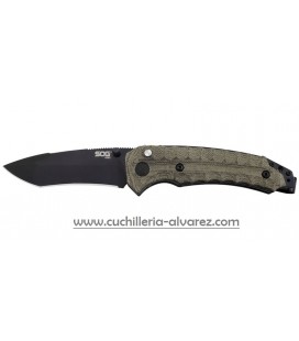 Navaja SOG KIKU BLACK ASISTIDO - SATINADO, S35VN - MICARTA NATURAL SGKIKUASBK