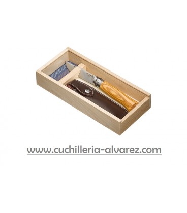 Opinel Nº 8 Olivo + funda de cuero 001004