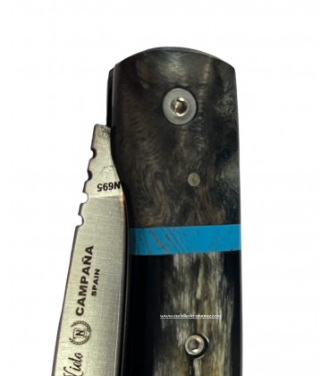 Navaja Nieto CAMPAÑA Nº6  Madera de alamo, malaquita y asta de bufalo de agua