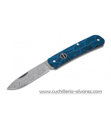 Navaja Boker Plus Tech Tool Blue Damast G10 Azul 01BO559