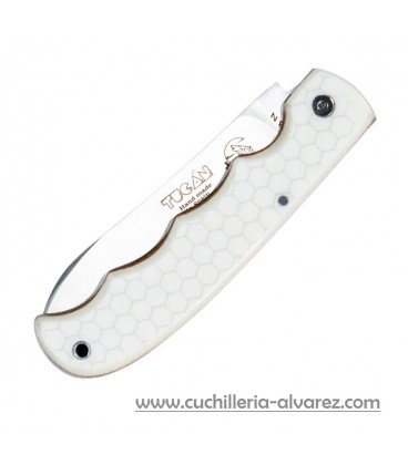 Navaja j&V TUCAN Micarta blanca con patron de abeja 1514-PA
