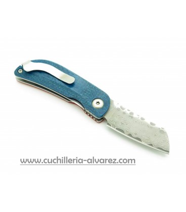 Mcusta PETIT Micarta Orange/Blue Damascus MC-0213D