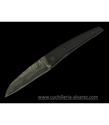 Navaja artesana RGC Damasco VG10 y Fibra de carbono