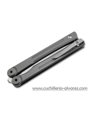 Boker Plus Faction 06EX115 con hoja en acero inoxidable CPM-S35V, empuñadura de titanio.