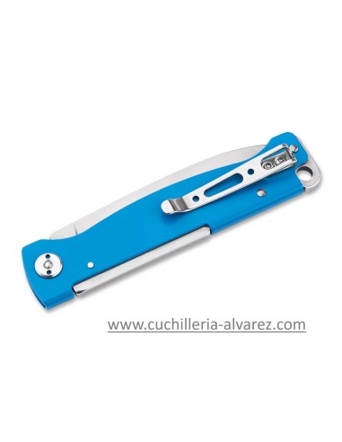 Boker plus Atlas Blue 01BP0014 con hoja en acero sandvik 12c27 de 67mm