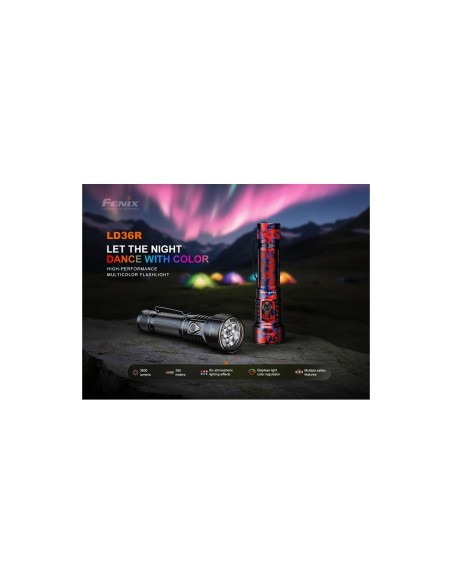 Linterna Fenix Multicolor LD36R  3600 lúmens (Recargable) de máxima potencia, con 13 modos.