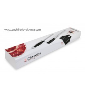 Cuchillo + chaira + cubrejamon 3 CLAVELES 00966