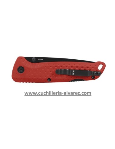 Navaja SOG ADVENTURER LB RED + BLACK 13-11-07-43 con acero inoxidable 5CR15MOV endurecido con CRYO