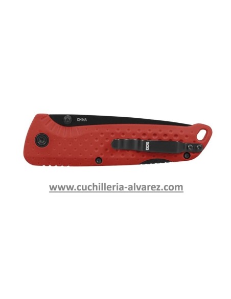 Navaja SOG ADVENTURER LB RED + BLACK 13-11-07-43 con acero inoxidable 5CR15MOV endurecido con CRYO