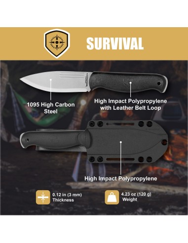 Condor GHOSTLIGHT KNIFE CTK3979-4.5HC en acero 1095 High Carbon Steel, empuñadura de polipropileno negro de alto impacto.