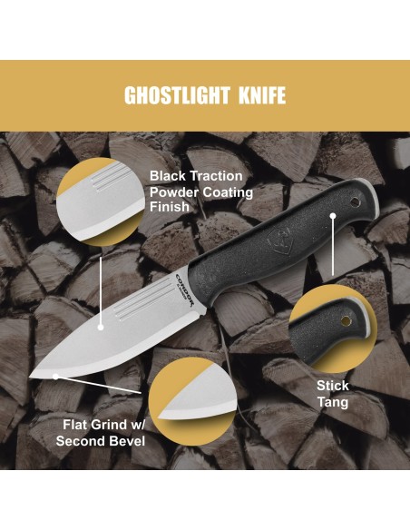 Condor GHOSTLIGHT KNIFE CTK3979-4.5HC en acero 1095 High Carbon Steel, empuñadura de polipropileno negro de alto impacto.