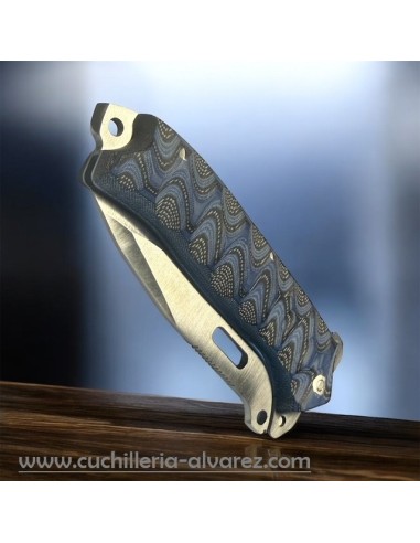 Navaja j&V SV1 micarta  azul f.piel