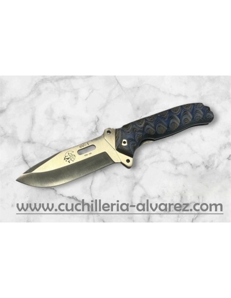 Navaja j&V SV1 micarta  azul f.piel