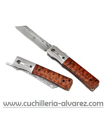 Navaja YUKI japan en madera de Serpiente /Damasco