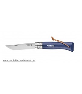 Opinel Nº8 INOX azul oscuro con cordon