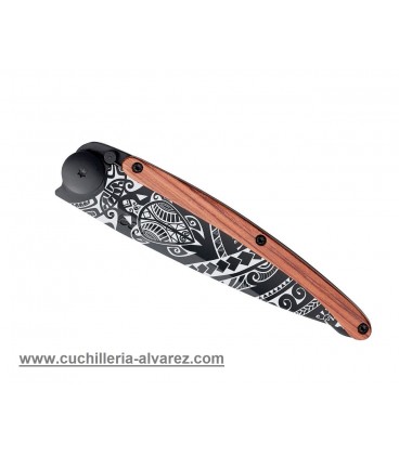 Navaja DEEJO TATTOO 37g  Polinesia/Madera prensada coral